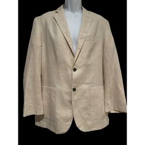 Tasso‎ Elba Island Mens Blazer Linen Elbow Patch Lined Breathable Natural L